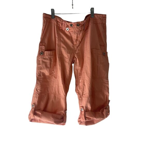 Vanity Y2k‎ 2000s Juniors Size 7 Orange Pink Cargo Crop Pants - Picture 1 of 12